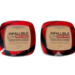 ❤️ Two (2) L'Oreal Paris Infallible 24H Fresh Wear Powder 130 True Beige ❤️